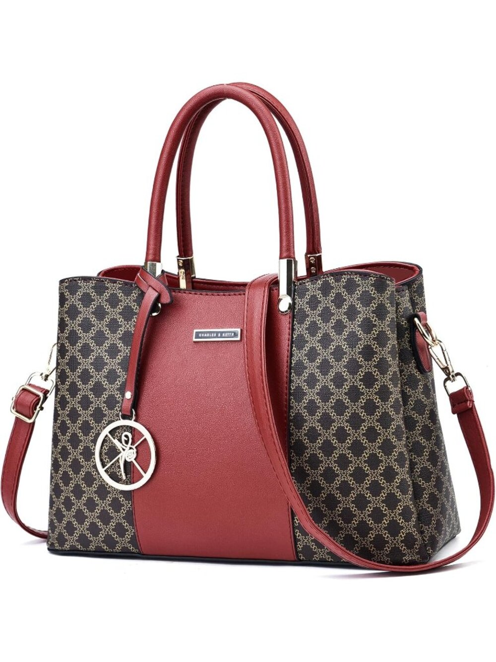 〽️Women Burgundy Top Handle Satchel Messenger Tot Shoulder Purses Trendy Handbag